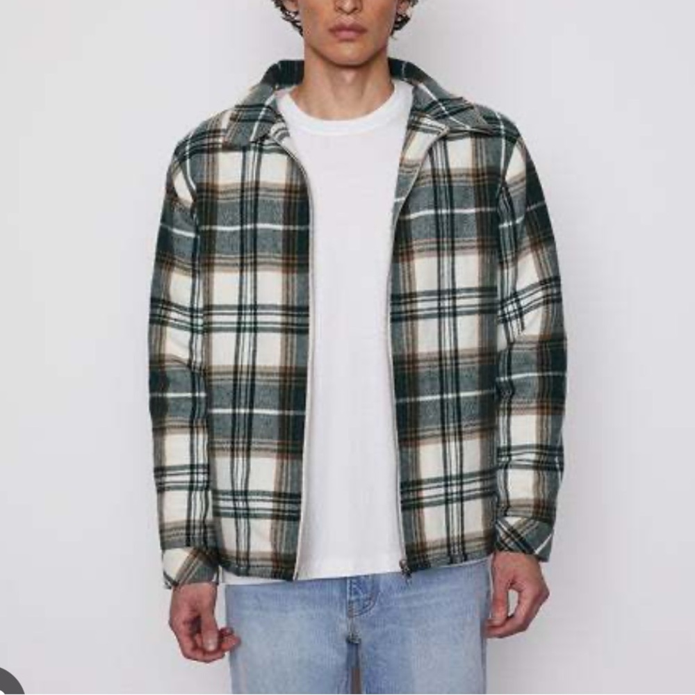 Unisex Museum Of Peace And Quiet Green Plaid Sherpa Jacket [Extra Small / XS]